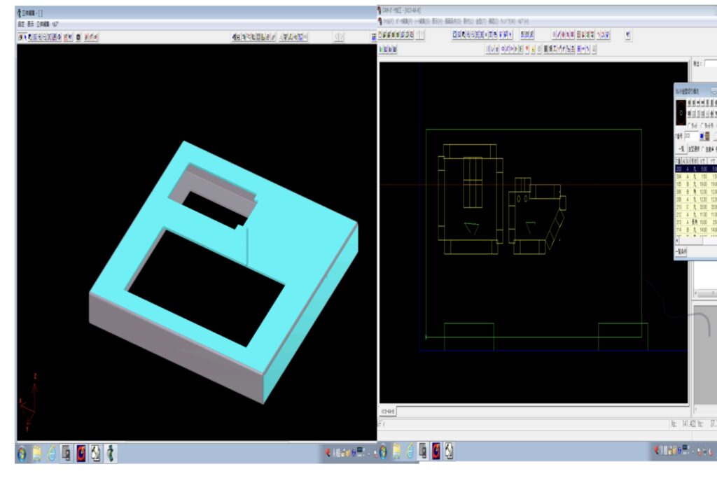 アマダのAP100による、CAD/CAMの操作画面の画像。